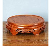 CLSDRZC Vintage Wooden Pedestal, Solid Wood Carving Crafts Circular Bonsai Buddha Vase Ornaments Base, Practical Home(25cm/9.8in)
