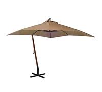 CLSDRZC with Pole Taupe 3x3 m Solid Fir Wood,Beach Water Repellent,U VLight Protection, Easy to Open and Close, Garden Outdoor Parasol