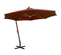 CLSDRZC with Pole Terracotta 3.5x2.9 m Solid Fir Wood,Beach Water Repellent,U VLight Protection, Easy to Open and Close, Garden Outdoor Parasol