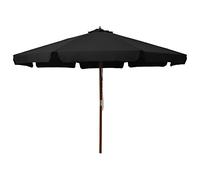 CLSDRZC with Wooden Pole 330 cm Black,Beach Water Repellent,U VLight Protection, Easy to Open and Close, Garden Outdoor Parasol