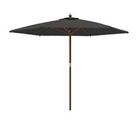 CLSDRZC with Wooden Pole Anthracite 299x240 cm,Beach Water Repellent,U VLight Protection, Easy to Open and Close, Garden Outdoor Parasol