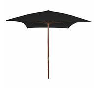 CLSDRZC with Wooden Pole Black 200x300 cm,Beach Water Repellent,U VLight Protection, Easy to Open and Close, Garden Outdoor Parasol