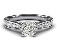 CLSDRZC Women's Sterling Silver 1CT Classic 4-Prong Simulated Round Cut Diamond Engagement Ring with Graduated Side Stones