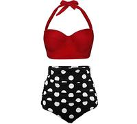 CLSDRZC Women's Swimwear Tube Tops Dot Swimsuit High Waist Bikini Summer Lace Up Split Swimsuit