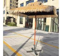 CLSDRZC Wooden Beach Patio Parasol Square 1.8x1.8m Simulation Straw Umbrella Garden/Balcony/Terrace/Courtyard Height 2.4m - No Base, Natural