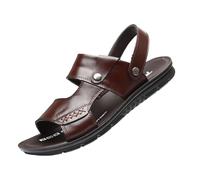CLSQLXYJZC Sandalias Verano Talla Grande, Zapatos De Playa Para Hombre Transpirables Sin Cordones Con Punta Abierta Suela Blanda Y Soporte Para El Arco Del Pie(Brown,43 EU)