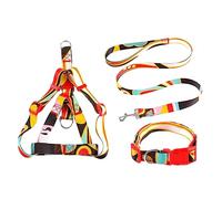 CLSSLVVBN 3 unids/Set Collar de Mascota Hebilla de Correa de impresión Ajustable Mediano Grande arnés para Caminar al Aire Libre Reutilizable Lavable Personalizado, Negro, 1.5x120cm, Metro