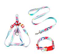 CLSSLVVBN 3 unids/Set Collar de Mascota Hebilla de Correa de impresión Ajustable Mediano Grande arnés para Caminar al Aire Libre Reutilizable Lavable Personalizado, Rosado, 2x120cm, Largo