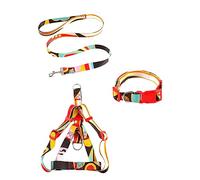 CLSSLVVBN 3 unids/Set Collar de Mascota Hebilla de Correa de impresión Ajustable Mediano Grande arnés para Caminar al Aire Libre Reutilizable Lavable Personalizado, Negro, 2x120cm, Largo