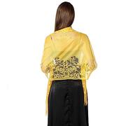 CLSSLVVBN Bufanda envuelve ahueca hacia fuera el ganchillo flor encaje borlas chales dama de honor boda capa noche fiesta conveniente Vintage chal, Amarillo
