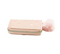 CLSSLVVBN Cartera con Cremallera para niñas con Corazones Bordados y borlas, Bolsillo de Cuero, Monedero de Cuero PU, Carteras para Tarjetas de crédito para Mujer, B