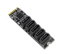 CLSSLVVBN Controlador de Pc con Ventilador RGB M.2 a Sata 0, Tarjeta de expansión de 6 Puertos, Nuevo Adaptador Pcie M2, Adaptador Sata a Elevador USB, Cinco bocados