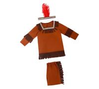 CLSSLVVBN Disfraz de doncella india, mejorado con un elegante tocado, hace que los niños brillen durante eventos de Halloween o Acción Gracias, niños, India, Marrón, Talla XL para niño