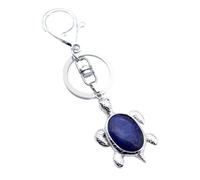 CLSSLVVBN Llavero de piedras preciosas Llavero de tortuga con colgante lapislázuli Atractivo regalo encanto tortuga para amigos para hombres