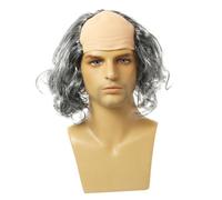 CLSSLVVBN Peluca Divertida para Anciano Calvo, Accesorio para Disfraz de Halloween, Ligera, Universal, Apta para Todos, para Ancianos calvos y científicos Locos, Pelo Rizado Gris