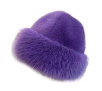 CLSSLVVBN Sombrero cosaco, sombrero ruso, cálido de piel sintética para invierno, para viajar, montar a caballo, snowboard, gris oscuro, Púrpura, para 60CM