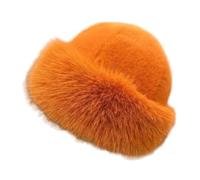 CLSSLVVBN Sombrero cosaco, sombrero ruso, cálido de piel sintética para invierno, para viajar, montar a caballo, snowboard, gris oscuro, Naranja, para 60CM