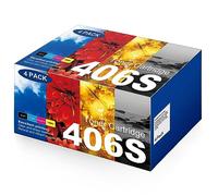 CLT-P406C P406C 406S Toner Compatible para Samsung P406C Toner CLT-406S para Samsung CLX 3305 Toner C460W C410W CLP-365 C460FW CLX-3300 CLP-360 (1 Negro, 1 Cian, 1 Magenta, 1 Amarillo, 4 Unidades)