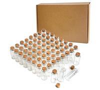 CLTPY 105 unidades de 10 ml mini botellas de cristal con corcho, 22 x 50 mm, tubos de ensayo con corcho, pequeñas botellas de cristal con corcho para manualidades, joyas, regalos, bodas