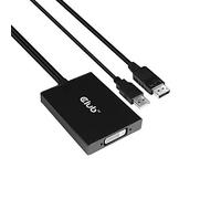 Club 3D CAC-1010 DisplayPort a DVI Dual-Link DVI-D Adaptador Activo para su Monitor/Pantalla - USB A Alimentado - Resolución 2560x1600 HDCP Compatible NO para monitores de cine Apple (CAC-1010-A)