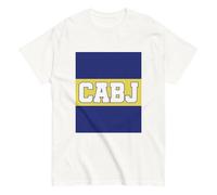 Club Atlético Boca Juniors. CABJ. Buenos Aires, Argentina. Camiseta de algodón 100%. Corte Unisex, Tallas de Adulto. CAM1220. (FR/ES, Letras, S, Regular, Regular, Blanca)