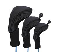 Club Covers - Golf Head Covers,3pcs Black Driver,Hybrid Protective Headcovers,Long Lasting | Quality Product Golf Accessories Set with Interchangeable Tags, Fits All Fairway and Driver Clubs