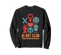 Club de Arte IA Robots Retro con Humor y supervisión Sudadera