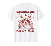 Club de Enfermeras sobreestimuladas Turno de Noche Divertido Mapache Camiseta
