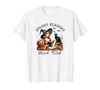 Club de Lectura de Halloween Witch Reading Spooky Readers Black Cat Camiseta