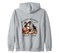 Club de Lectura de Halloween Witch Reading Spooky Readers Black Cat Sudadera con Capucha
