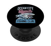 Club de Pesca Ocean City Beach Shark Maryland PopSockets PopGrip Adhesivo