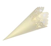 Club Green Cono de Confeti con Bordes en Forma de corazón, Marfil, 190 mm, 10 Unidades