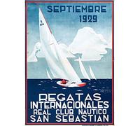 Club Náutique San Sebastian 1929 - Póster de reproducción, formato 50 x 70 cm, papel 300 g, venta del archivo digital HD posible, consulta (tienda: cartel vintage.FR)