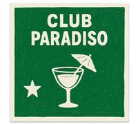 Club Paradiso - Servilletas de papel, color verde, colección vintage, paquete de 20, dimensiones 33 x 33 cm, paquete 16,5 x 16,5 cm