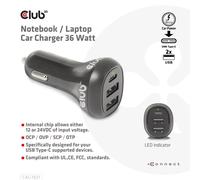 CARGADOR DE COCHE PARA PORTÁTIL CLUB3D 36 VATIOS