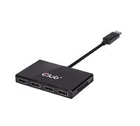Club3D Splitter de vídeo MST DisplayPort 1.2 para 4 monitores, alimentación USB, 1920x1080 60Hz Negro