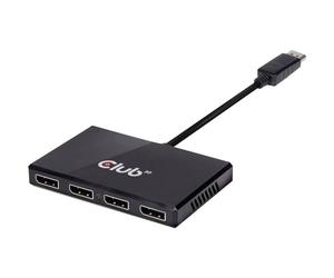 CLUB3D Multi Stream Transport Hub DisplayPort 1.2 Quad Monitor USB Powered - Splitter de vídeo (DisplayPort, 0,13 m, 1920 x 1080 Pixeles, 60 Hz, Negro, EMI CE, FCC, WEEE, ROHs)