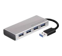 CLUB3D USB 3.0 Hub 4-Port con Power Adapter - Base (Acoplamiento, USB 3.0 (3.1 Gen 1) Type-A, USB Tipo A, Negro, Plata, 5 Gbit/s, FCC, CE, ROHS)