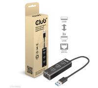 Club3d usb 3.2 gen1 tipo-a, hub de 3 puertos con gigabit ethernet