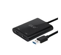 CLUB3D USB A a dos pantallas HDMI ™ 2.0 4K 60Hz - Splitter de vídeo (HDMI, 0,27 m, 3840 x 2160 Pixeles, 60 Hz, Negro, RoHS, CE, WEEE)