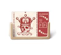 Clubs Red Crown Skeleton Poker Card Pattern 2022 Calendario de escritorio Planificador de 12 meses