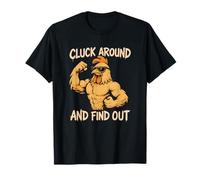 Cluck Alrededor Y Descubrir Divertido Gallo Muscular Pollo Camiseta