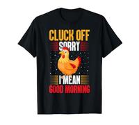 Cluck Off Lo Siento, me Refiero a los Buenos días, Granjero de Pollos de Gallo Camiseta gráfica económica, Hombre, Negro, S