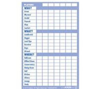 Clue Murder Mystery Game Replacement Detective Notepad Double Sided Sheets SUSPECTS; Scarlett, Plum, Peacock, Green, Mustard, new DR ORCHID -