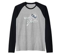 Clue Who Dunnit? Searching Clues Distressed Style Art Camiseta Manga Raglan