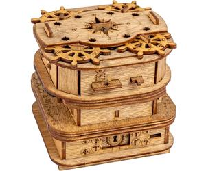 Cluebox, Un juego de escape en una caja, el cofre de Davy Jones, rompecabezas 3D de madera cada de regalo, caja de trucos