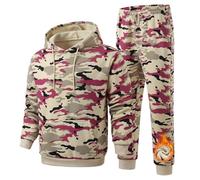 Clufar Chandal Hombre Completo Invierno 2 Piezas Chándal Hombre Camuflaje Polar Conjunto de Chándal para Otoño Casual Deporte,S Brown