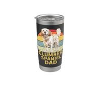 Clumber Spaniel Dog Dad Retro Funny Mis perros son mi cardio Vaso térmico de acero inoxidable de doble pared