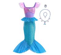 Clundoo Disfraz de sirena para niña, vestido de princesa de sirena, para Navidad, carnaval, Halloween, fiesta, azul, 140