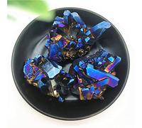 Cluster de cristal de cuarzo de Aura azul, piedras de racimo de titanio arcoíris,decoración de piedras naturales y minerales